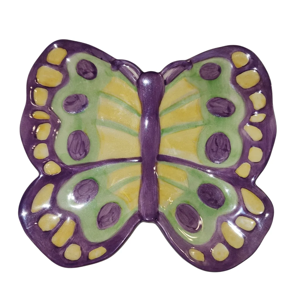 Set Of 2 Fitz and Floyd Handcrafted Ceramic Butterfly Essentials Painted Easter